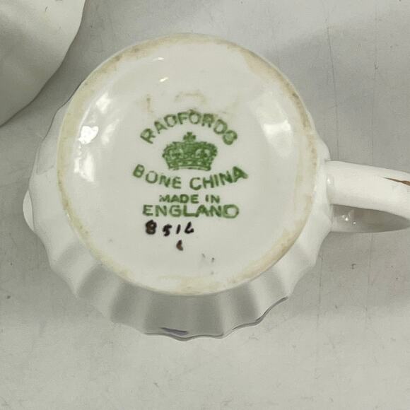 Vintage Radfords Bone China Creamer Sugar Bowl Set Purple Violets Floral England - Picture 12 of 16